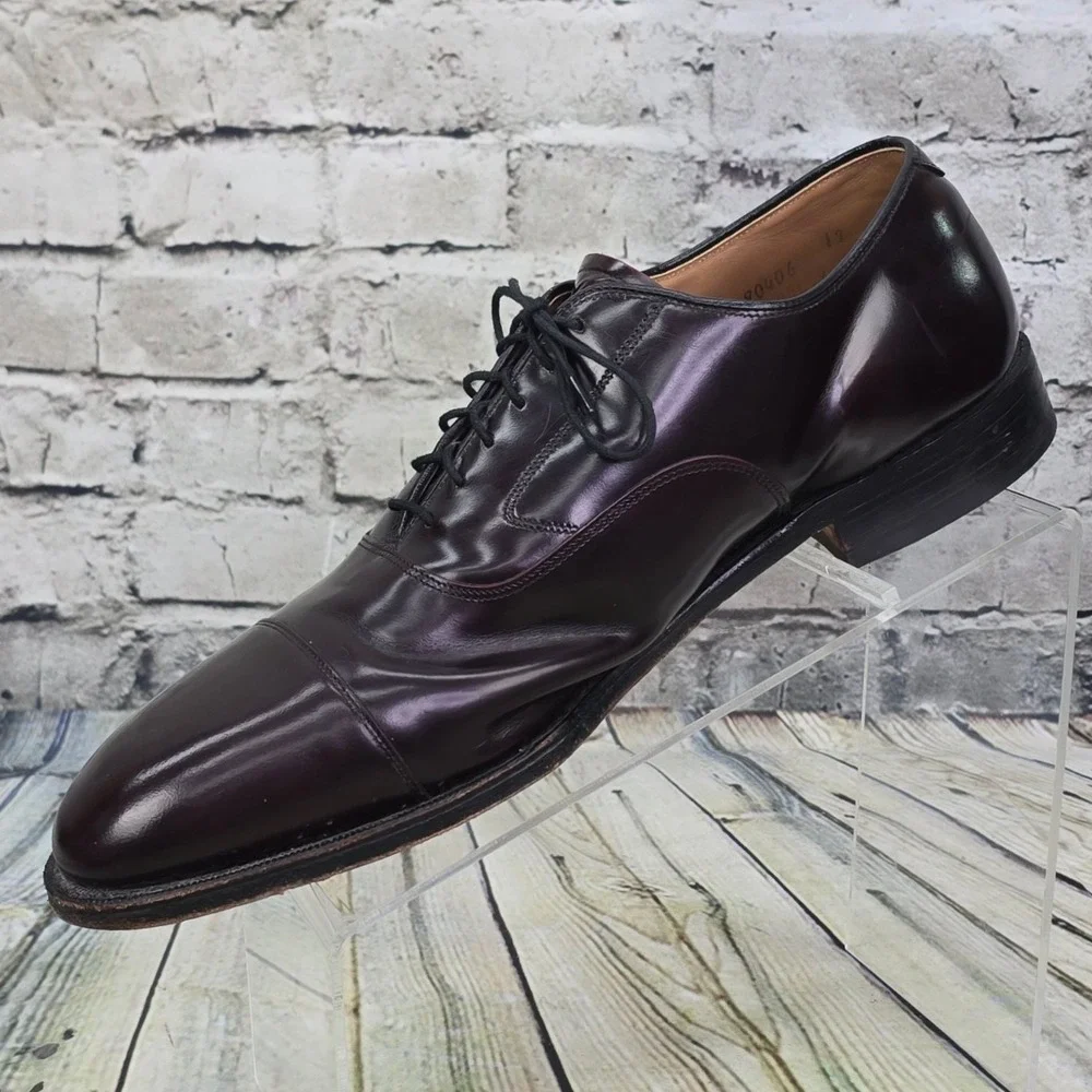 Johnston & Murphy Melton Dress Shoes Mens 11 Burgundy Leather Cap Toe Oxfords
